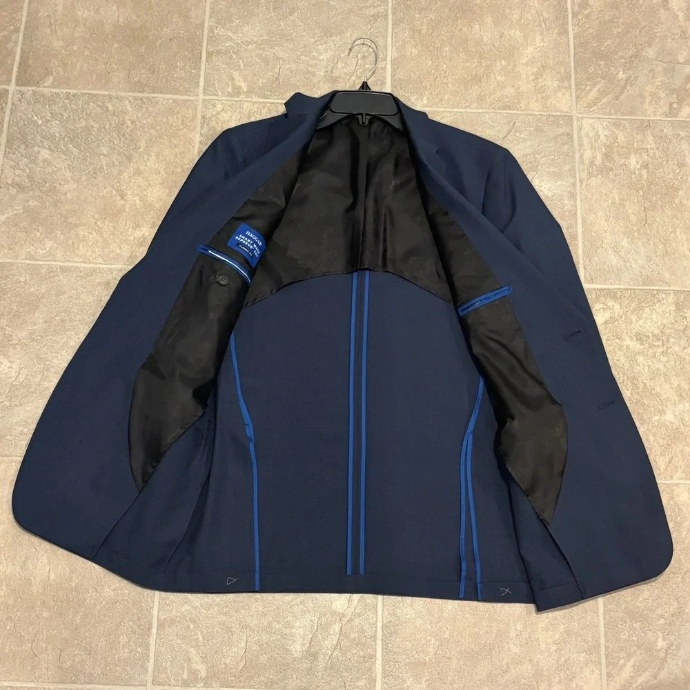 Hagger Men's Smart Wash Repreve Suit Jacket Blue Size 40 R Classic Fit